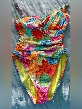 Bleu Rod Beattie Multicolor Floral One-Shoulder Swimsuit